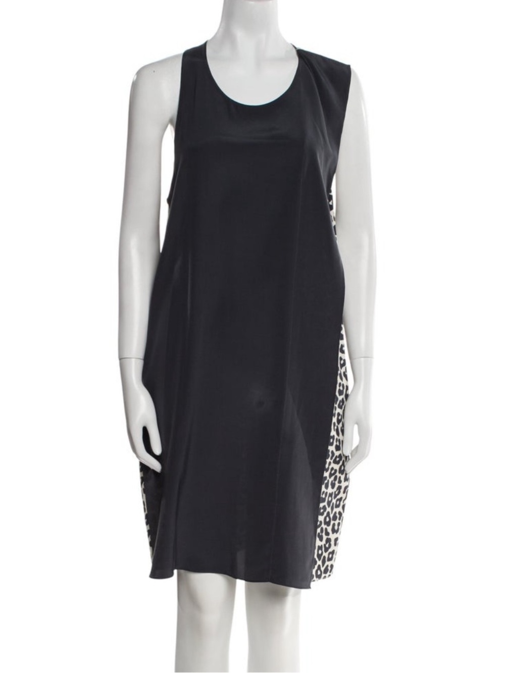 3.1 Phillip Lim Black‎ Shift Dress with Leopard Side Panels